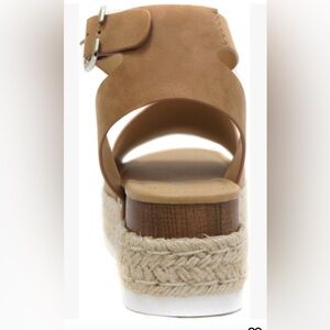 Soda Topic Open Toe Buckle Ankle Strap Espadrilles Flatform Wedge Casual Sandal